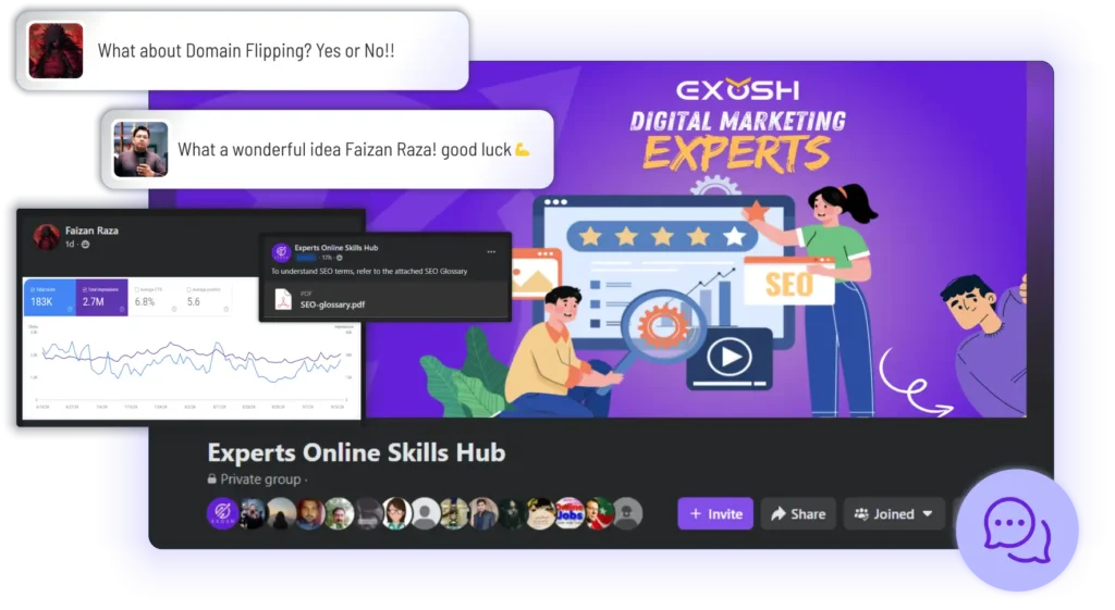 screenshot of social media group